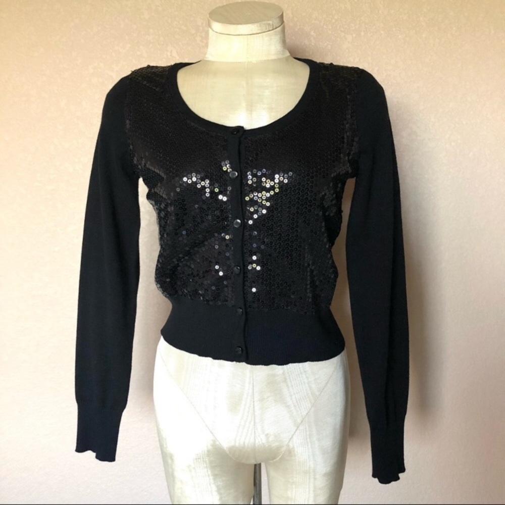 My Michelle black sequined long sleeve top
